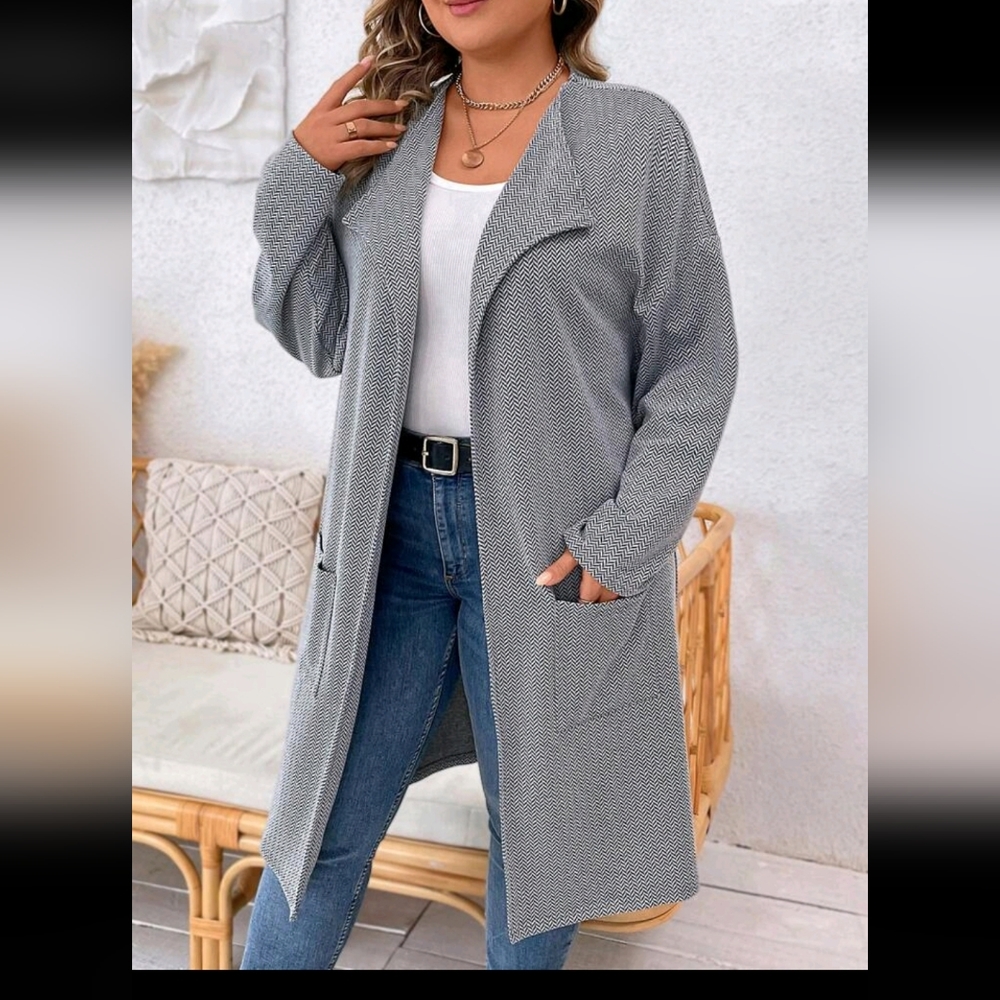 NWT Soft Gray Drop Shoulder Open Front Sweater Duster